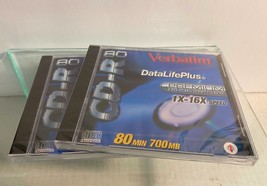 Lot of 2 NEW &amp; SEALED Verbatim 80 minute 700MB Blank CD-R Discs DataLife... - £10.12 GBP