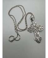 Huge Vintage Sterling Silver Cross 7.9cm X 4.8cm Necklace 36” NB7 - $1,974.05 MXN