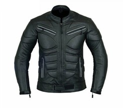 Men&#39;s Black Color Motor Cycle Handmade Real Genuine Leather Safety Pads Jacket - £133.57 GBP