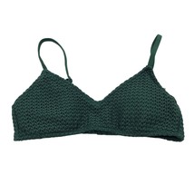 Aerie Bikini Top Crochet V Neck Scoop Dark Green S - $14.49