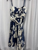 BCBG Maxazria Women&#39;s Dress Blue &amp; Ivory Print Strapless Size 6 - £38.88 GBP