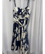 BCBG Maxazria Women&#39;s Dress Blue &amp; Ivory Print Strapless Size 6 - £38.92 GBP