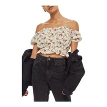 Topshop  Broderie Floral Print Bardot Top Ivory Multi Size 4 US - £12.94 GBP