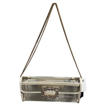 Roger Vivier Crystal Buckle Clutch Bag In White Pvc Women Ecru One Size - $1,040.25