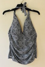 Ellen Tracy Sz 14 Halter Strap Neck Tankini Top Swimsuit Stretch Black W... - $14.00