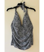 Ellen Tracy Sz 14 Halter Strap Neck Tankini Top Swimsuit Stretch Black W... - €11,98 EUR