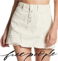 FREE PEOPLE Destroyed Denim Mini Skirt in Worn White Size 28 NEW $68 - $680.93 MXN
