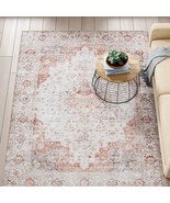 6 ft. x 9 ft. Traditional Persian Style Washable Boho Light Grey Red Are... - $3,428.09 MXN