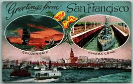 Golden Gate Panama Canal Greetings From San Francisco CA Unused DB Postcard I12 - £7.61 GBP