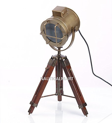 NAUTICALMART CLASSICAL DESIGNER BRASS FINISH TRIPOD TABLE LAMP