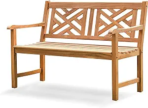 Maine Outdoor Garden Bench For Patio Furniture, 4-Foot, Natural Teak - $548.99