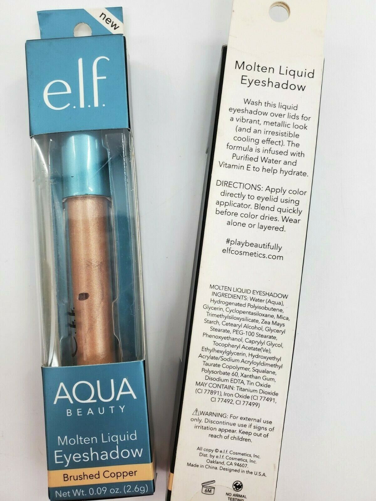 2X Elf Aqua Beauty Molten Metallic Liquid Eyeshadow Brushed Copper #57029 E.L.F. - £3.15 GBP