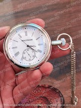 Silver Amerian Waltham Pocket Watch | Waltham Watch Company | Brass Pocket Watch - £23.91 GBP