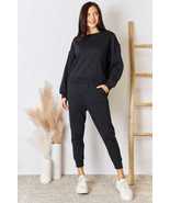 RISEN Washed Black Soft Knit Drawstring Cropped Activewear Joggers - £31.17 GBP