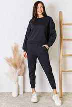 RISEN Washed Black Soft Knit Drawstring Cropped Activewear Joggers - £30.67 GBP