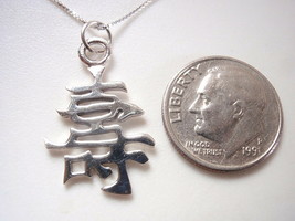 Chinese Character for LONGEVITY Necklace 925 Sterling Silver - £17.25 GBP