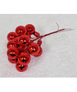 12 Vintage Christmas Cherry Red Mercury Glass Balls Japan 7/8 In On Wire - $17.35 CAD