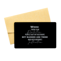 Motivational Christian Black Aluminum Card, Where there is no revelation... - £13.14 GBP