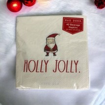 Rae Dunn HOLLY JOLLY Santa Claus Christmas 40 Count Luncheon Napkins 10x10&quot; - £12.56 GBP