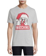Holiday Time Grey Distressed Funny Christmas Santa Watching Men&#39;s 2XL Sh... - $23.85 CAD