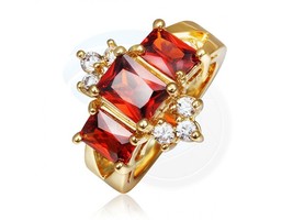 Size 8 Brass 18K Yellow Gold Plated Zircon Crystal Lady Women Ring - £11.86 GBP