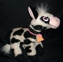 10&quot; VINTAGE 1992 ACME BLACK WHITE COW STUFFED ANIMAL PLUSH TOY W/ PINK B... - £18.68 GBP