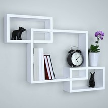 Ballucci White Floating Cube Shelves, Set Of 3 Interlocking Wood Wall, 26 X 18 - £38.31 GBP