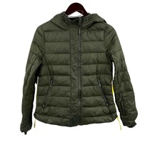 Zara Green Down Filled Hooded Puffer Jacket Size Small - £26.93 GBP