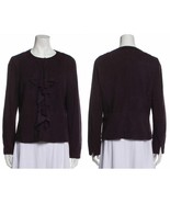 Lafayette 148 New York Ruffled Front Suede Leather Evening Jacket Blackb... - $135.40 CAD