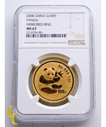 2000 Gold Chinese Panda 1 oz. G500Y Mirrored Ring Graded by NGC as MS-67! - £6,726.81 GBP