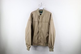 Vtg 90s Streetwear Mens Large Distressed Lined Cafe Racer Bomber Jacket Beige - £35.57 GBP