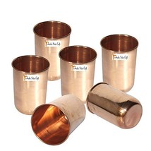 Set of 6 - Prisha India Craft  Pure Copper Glass Cup for Water - Handmade Water  - £41.15 GBP