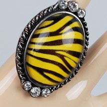Vintage Style Adjustable STATEMENT Ring 2 Inch Setting Stretchy Band - $9.38