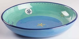 Brushes K.I.C. Hand Painted, Extra Large 13&quot; Pasta Serving Bowl Blue Green Ocean - £77.84 GBP