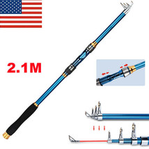 Carbon Fiber Telescopic Fishing Rod Pole Sea Saltwater Freshwater Outdoor New - £20.44 GBP