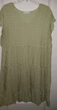 Indigo Soul 2XL Green/Ivory Boho Tiered Dress Ruffle Sleeve &amp; Hem - £18.22 GBP