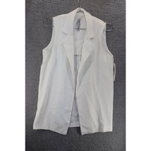 Design Lab Womens Sleeveless Blazer Solid Ivory Open Front Collar USA XS... - $19.65
