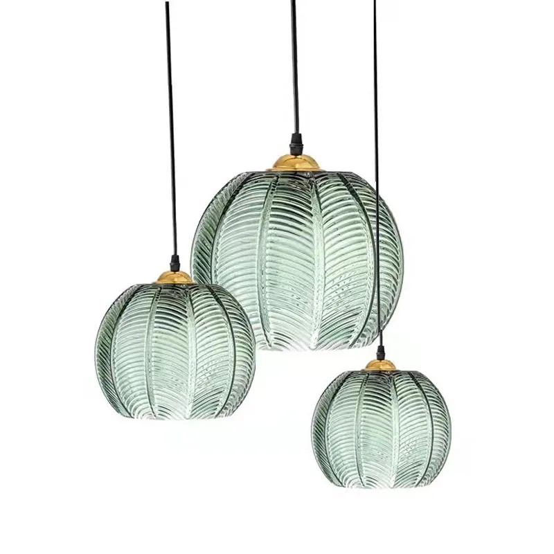 Nordic Glass Pendant Light Green Leaf Pattern Lighting For Living Room D... - $26.66+