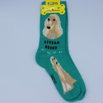 Foozys Womens Crew Socks Afghan Hound Dog Size 9-11 Green - $6.79