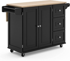 Homestyles Dolly Madison Kitchen Cart With Wood Top And Drop Leaf, Black - £276.76 GBP