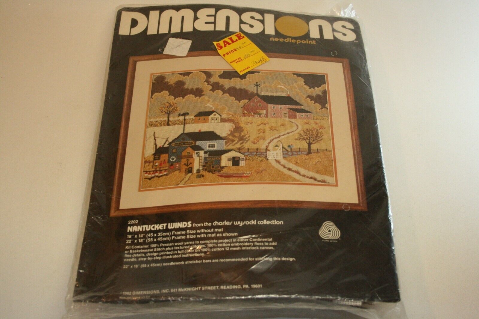 1982 Dimensions #2022 Nantucket Winds 18 x 14 Needle Point NOS - $34.64