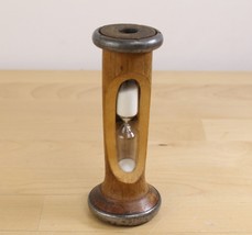 Egg 3 Minute Timer Hourglass Made from VTG Wood Steel Bobbin Spool Game - $12.86