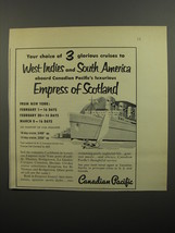 1952 Canadian Pacific Cruise Ad - Your choice of 3 glorious cruises - £14.78 GBP