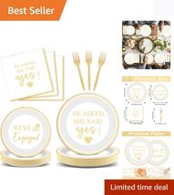 Stunning 96-Piece She Said Yes Party Set for 24 Guests - Paper Plates &amp; ... - $28.66