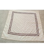 Vintage Nina Ricci Logo Cream Brown Nylon Scarf Double boarder MCM 26&quot;x27&quot; - $10.87