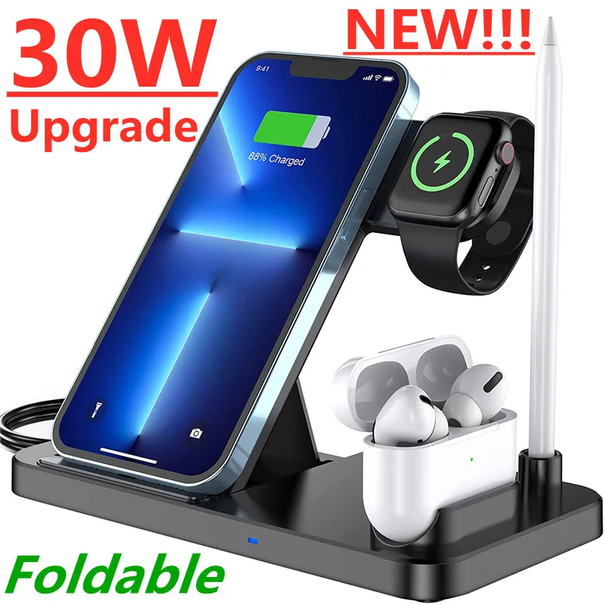 House Home 30W 4 in 1 Qi Fast Wireless Charger Stand Pad For A 13 11 12 X 8 A Wa - £50.20 GBP