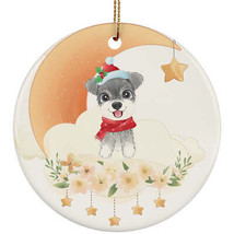 Cute Baby Miniature Schnauzer Dog Moon Art Ornament Xmas Gift For Puppy Lover - £11.83 GBP