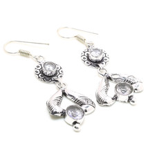 White Topaz Handmade Black Friday Gift Earrings Jewelry 2.20" SA 2510 - £3.18 GBP