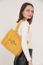 Mustard U45 Snap Closure The Tote Bag Embroidered Canvas Fabric Casual Women&#39;s A - £11.97 GBP