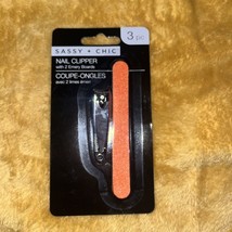 Sassy + Chic Nail Clipper With 2 Emery Boards (3 Piece Total Set) NEW - £2.55 GBP